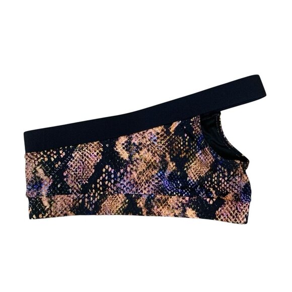 Allsaints One Shoulder Snake Print Dara Bikini Top Brown Black Small - Picture 2 of 4
